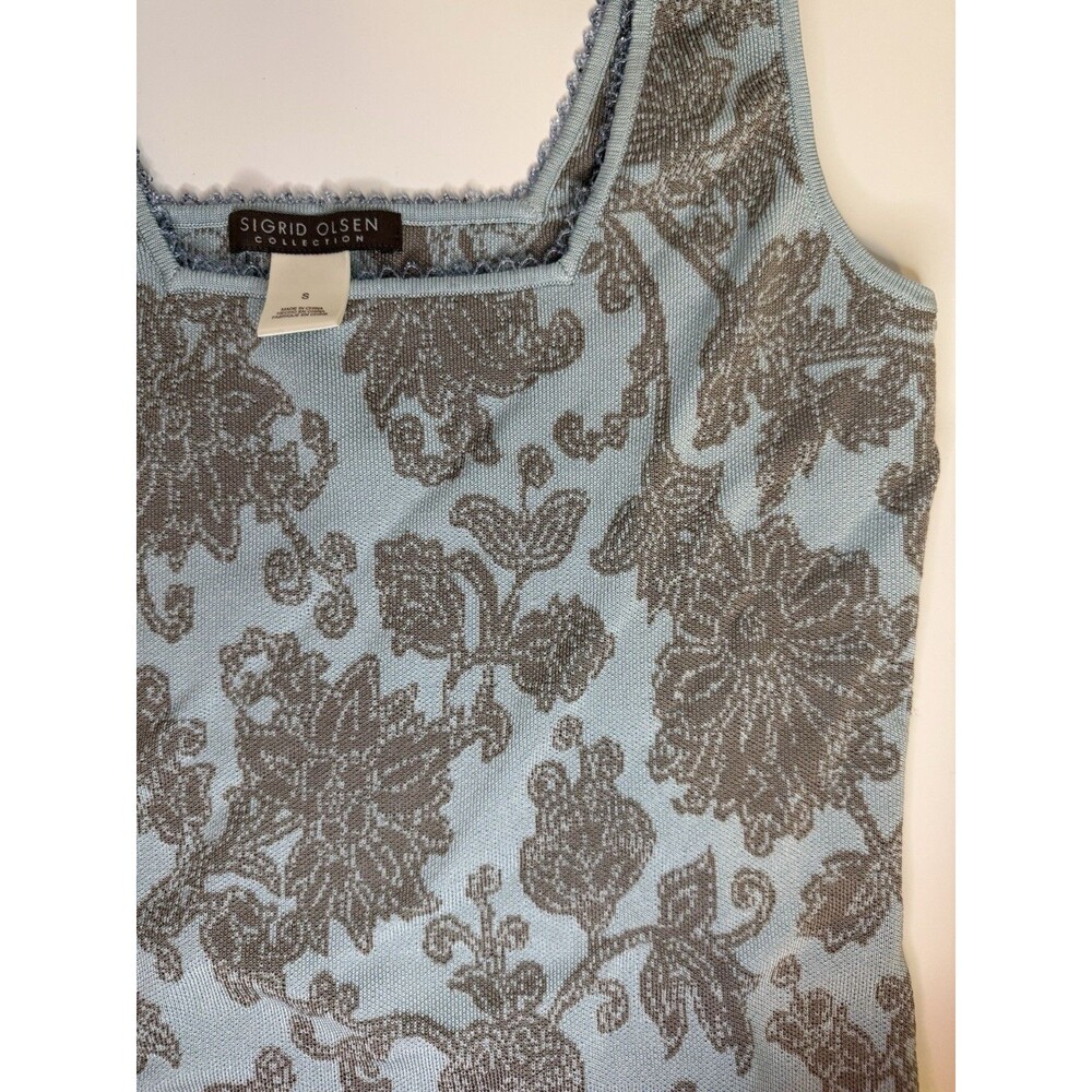Sigrid Olsen Collection Knit Tank Top Blue Size Small Pre Owned - Picture 3 of 4